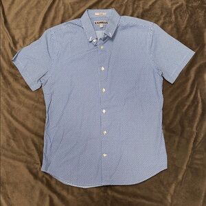 Express Blue Geometric Short Sleeve Shirt